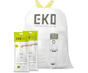 EKO Size D Bin Liners For Kitchen Bins - Extra Strong with Drawstring Tie Handl