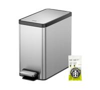 EKO Slim Small Bathroom Trash Can with Lid, Stainless Steel Small Garbage Can with Removable Inner Bucket, 6L / 1.6 Gal, Step On Trash Bin