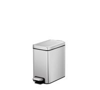 EKO 6-Litre Stella Slim Step Bin, Fingerprint-Resistant Stainless Steel Pedal Rubbish Bin with Removable Inner Liner (Silver)