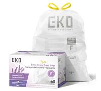 EKO Ultra-Strong Extra-Tall 13 Gallon Kitchen Trash Bags, Lavender, 60 Ct | Extra-Tall Fit | 1-Mil Thick | Reinforced Drawstrings | Leak & Tear Resistant | Pre-Separated