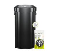 EKO Urban 24 Gallon Round Black Stainless Steel Open Top Waste Bin, Tall Commercial Trash Can for Indoor/Outdoor, Extra Large Metal Garbage Bin for Office, Restaurant, Restroom, 90L
