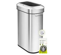 EKO Urban 24 Gallon Slim Open Top Trash Can with Wide Opening, Stainless Steel Commercial Grade Waste Bin for Indoor and Outdoor, Wide Opening for Office, Restaurant, Restroom, 90L