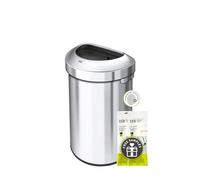 EKO Urban 60L Semi-Round Open Top Rubbish Bin - Stainless Steel Large Capacity Half-Round Commercial Waste Bin for Office, Kitchen, Indoor or Outdoor Use, Brushed Metal for Restaurant or Washroom