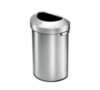 EKO Urban 60L Semi-Round Open Top Rubbish Bin - Stainless Steel Large Capacity Half-Round Commercial Waste Bin for Office, Kitchen, Indoor or Outdoor Use, Brushed Metal for Restaurant or Washroom