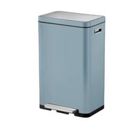 EKO X Cube Kitchen Bin 30L,Fingerprint-resistant Pedal Bin, Soft Close Waste Disposal Dustbin with Removable Inner Bucket, Deodoriser & Silicone Seal - Titanium Blue - Brushed Stainless Steel