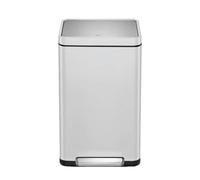 EKO X Cube Kitchen Bin 30L Stainless Steel, Fingerprint-resistant Pedal Bin, Soft Close Waste Disposal Dustbin with Removable Inner Bucket, Deodoriser & Silicone Seal, Brushed Stainless Steel