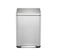 EKO X Cube Kitchen Bin 45L - Fingerprint-resistant Pedal Bin, Soft Close Waste Disposal Dustbin with Removable Inner Bucket, Deodoriser & Silicone Seal - Brushed Stainless Steel