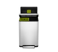 EKO X Cube Kitchen Bin 45L - Fingerprint-resistant Pedal Bin, Soft Close Waste Disposal Dustbin with Removable Inner Bucket, Deodoriser & Silicone Seal - Brushed Stainless Steel