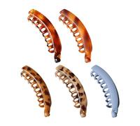 Ekoama 5Pcs Vintage Leopards Print Banana Hair Clip For Women Nonslip Grip Practical Hairs Accessories For Thin Hair