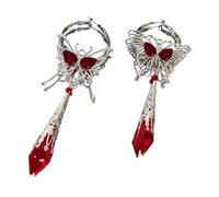 Ekoama Anime Cosplay Ear Studs Featuring Gemstones Butterfly Pendant Crafted from Alloy for Comfortable