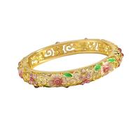 Ekoama Artistic Ethnic Enameled Clovers Alloy Bracelet Featuring Drip Oil Craftsmanship Symbolizing Luck Love and Hope