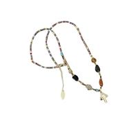 Ekoama French Vintage Natural Stone Beaded Necklace Unique Sunrises Mushroom Pendant Handmade Winter Jewelry For Women