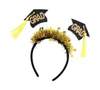 Ekoama Graduation Cap Small GRAD Tinsel Headbands Small Grad Tassle Graduation Hat Bachelor Hat Golden Tinsel