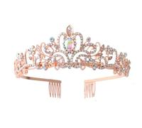 Ekoama Shimmering Crystal Tiaras Crowns Wedding Headpiece Gold Rhinestones Baroquely Headbands for Proms and Birthday