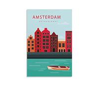 EKOAW Amsterdam Netherlands Vintage Travel Posters Lake Wall Art Picture Print Canvas Art Poster Modern Family Bedroom Decor Posters 20x30cm