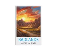 EKOAW Badlands National Park Vintage Travel Poster Canvas Art Poster And Wall Art Picture Print Bedroom Decor 20x30cm