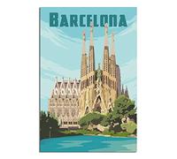 EKOAW Barcelonas Cathedral Skyline Vintage Travel Poster Canvas Wall Home Room Decor Art Poster Painting Picture Print Gift Posters（Frameless） 30x40cm