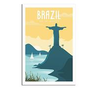 EKOAW Brazil Statue of Christ The Redeemer Vintage Travel Poster Canvas Wall Home Room Decor Art Poster Painting Picture Print Gift Posters（Frameless） 30x40cm