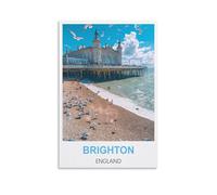 EKOAW Brighton England Vintage Travel Poster Canvas Wall Art Painting Prints 20x30cm