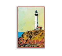 EKOAW California Pigeon Point Vintage Travel Posters Lighthouse Wall Art Picture Print Canvas Art Poster Modern Family Bedroom Decor Posters 20x30cm