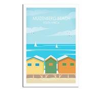 EKOAW Cape Town Muizenberg Beach Huts Vintage Travel Poster Canvas Wall Home Room Decor Art Poster Painting Picture Print Gift Posters（Frameless） 20x30cm