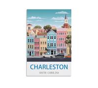 EKOAW Charleston South Carolina Vintage Travel Poster Canvas Wall Art Prints for Wall Decor Room Decor Bedroom Decor 50x60cm