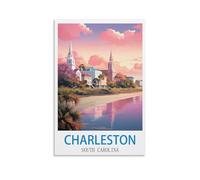 EKOAW Charleston South Carolina Vintage Travel Poster Canvas Wall Art Prints for Wall Decor Room Decor Bedroom Decor 20x30cm