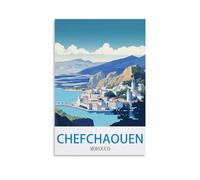 EKOAW Chefchaouen Morocco Vintage Travel Poster Canvas Wall Art Prints for Wall Decor Room Decor Bedroom Decor 50x60cm