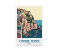 EKOAW Cinque Terre Italy Vintage Travel Poster Canvas Printing Home Decor Wall Art Prints 20x30cm