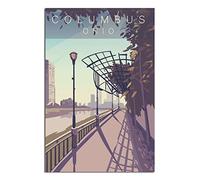 EKOAW Columbus Ohio Skyline Vintage Travel Poster Canvas Wall Home Room Decor Art Poster Painting Picture Print Gift Posters（Frameless） 20x30cm