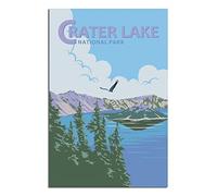EKOAW Crater Lake National Park Oregon Vintage Travel Poster Canvas Wall Home Room Decor Art Poster Painting Picture Print Gift Posters（Frameless） 30x40cm