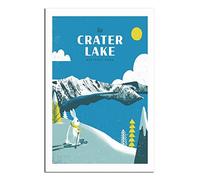 EKOAW Crater Lake National Park Rabbit Vintage Travel Poster Canvas Wall Home Room Decor Art Poster Painting Picture Print Gift Posters（Frameless） 50x60cm