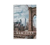 EKOAW DIY Hand Painted Oil Painting Kit,Brooklyn Bridge New York Paint by Numbers for Adults Painting by Numbers Kits Acrylic Oil Painting Kit 20x30cm