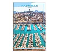 EKOAW DIY Hand Painted Oil Painting Kit,Marseille France Harbour Acrylic Pigment Drawing Paintwork for Gift Home Wall Decor 20x30cm