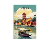 EKOAW Hoi An Vietnam Vintage Travel Poster Art Canvas Painting Decor Wall Print Photo Home Modern Decoratives 40x50cm
