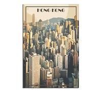 EKOAW Hong Kong China Vintage Travel Poster Skyline Decorative Posters Modern Bedroom Canvas Art Poster Picture Painting Posters Wall Decor art Gift 30x40cm