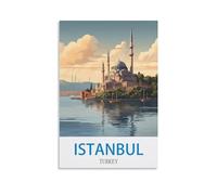 EKOAW Istanbul Turkey Vintage Travel Poster Canvas Wall Art Prints for Wall Decor Room Decor Bedroom Decor 40x50cm