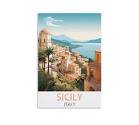 EKOAW Italy Sicily Vintage Travel Poster Canvas Art Poster And Wall Art Picture Print Bedroom Decor 30x40cm