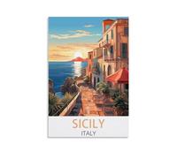 EKOAW Italy Sicily Vintage Travel Posters Canvas Art Poster And Wall Art Picture Print Bedroom Decor 20x30cm