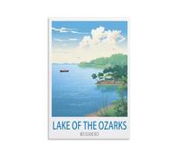 EKOAW Lake of The Ozarks Missouri Vintage Travel Poster Canvas Wall Art Prints for Wall Decor Room Decor Bedroom Decor 30x40cm
