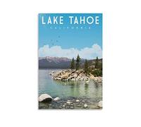 EKOAW Lake Tahoe California Vintage Travel Poster Landscape Wall Art Picture Print Canvas Art Poster Modern Family Bedroom Decor Posters 20x30cm