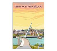EKOAW Londonderry Northern Ireland Vintage Travel Poster Canvas Wall Home Room Decor Art Poster Painting Picture Print Gift Posters（Frameless） 40x50cm