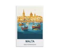 EKOAW Malta Mediterranean Vintage Travel Poster Canvas Wall Art Painting Prints 20x30cm
