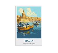 EKOAW Malta Mediterranean Vintage Travel Posters Canvas Wall Art Painting Prints 20x30cm
