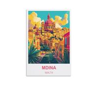 EKOAW Mdina Malta Vintage Travel Poster Canvas Wall Art Painting Prints 50x60cm