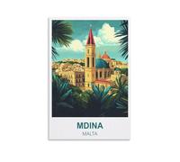 EKOAW Mdina Malta Vintage Travel Posters Canvas Wall Art Painting Prints 30x40cm