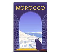EKOAW Morocco Cats Vintage Travel Poster Canvas Wall Home Room Decor Art Poster Painting Picture Print Gift Posters（Frameless） 20x30cm