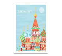 EKOAW Moscow Russia Cathedral Vintage Travel Poster Canvas Wall Home Room Decor Art Poster Painting Picture Print Gift Posters（Frameless） 30x40cm