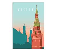 EKOAW Moscow Russia Kremlin Skyline Vintage Travel Poster Canvas Wall Home Room Decor Art Poster Painting Picture Print Gift Posters(Frameless) 50x60cm