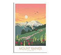 EKOAW Mount Rainier National Park Sunset Vintage Travel Poster Canvas Wall Home Room Decor Art Poster Painting Picture Print Gift Posters（Frameless） 40x50cm
